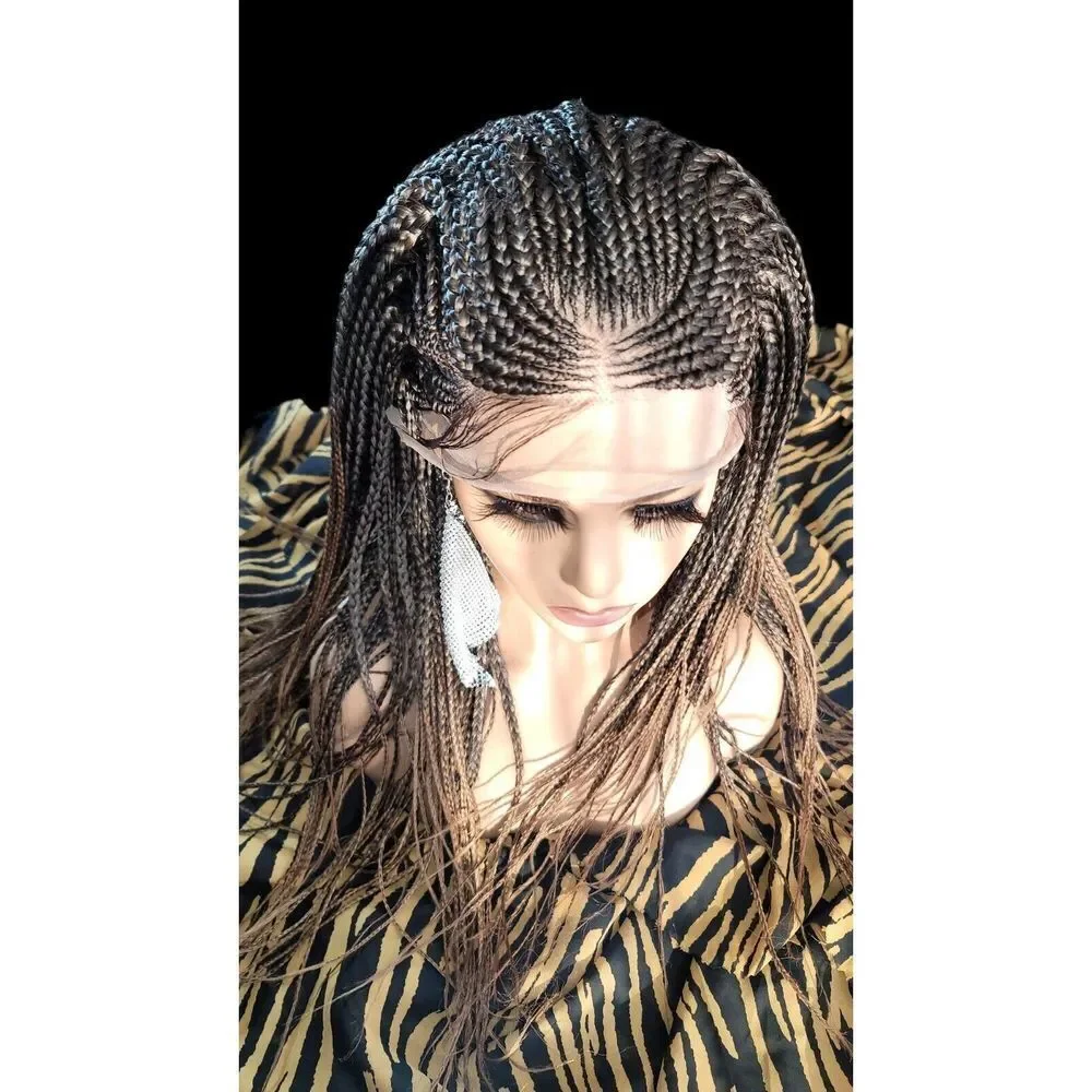 Handmade Braided Wig- Ombre Color Brown Chesnut, Ghana Weave